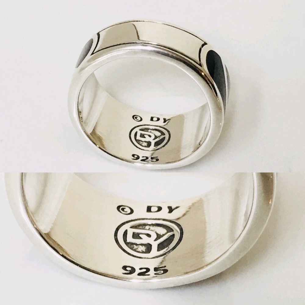 David Yurman Sterling Black Onyx Graphic Band Ring - Picture 4 of 7